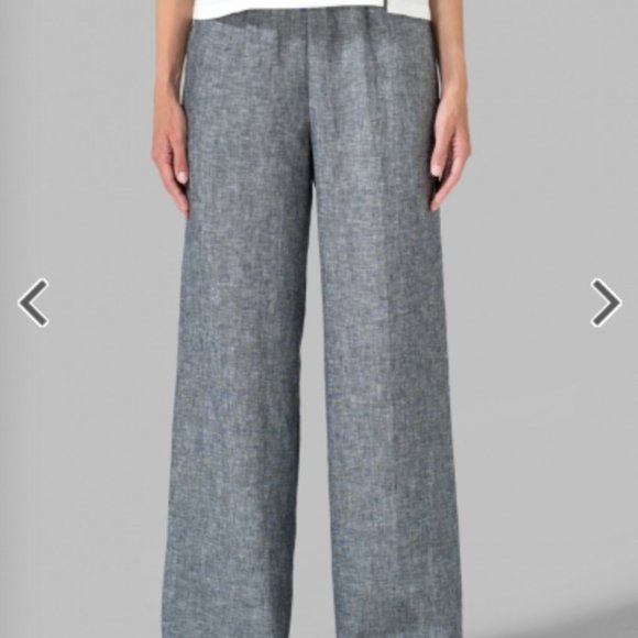 Vivid Pants - VIVID Two Tone Linen Casual Long Pants -Elastic waist and side pockets Size 2X